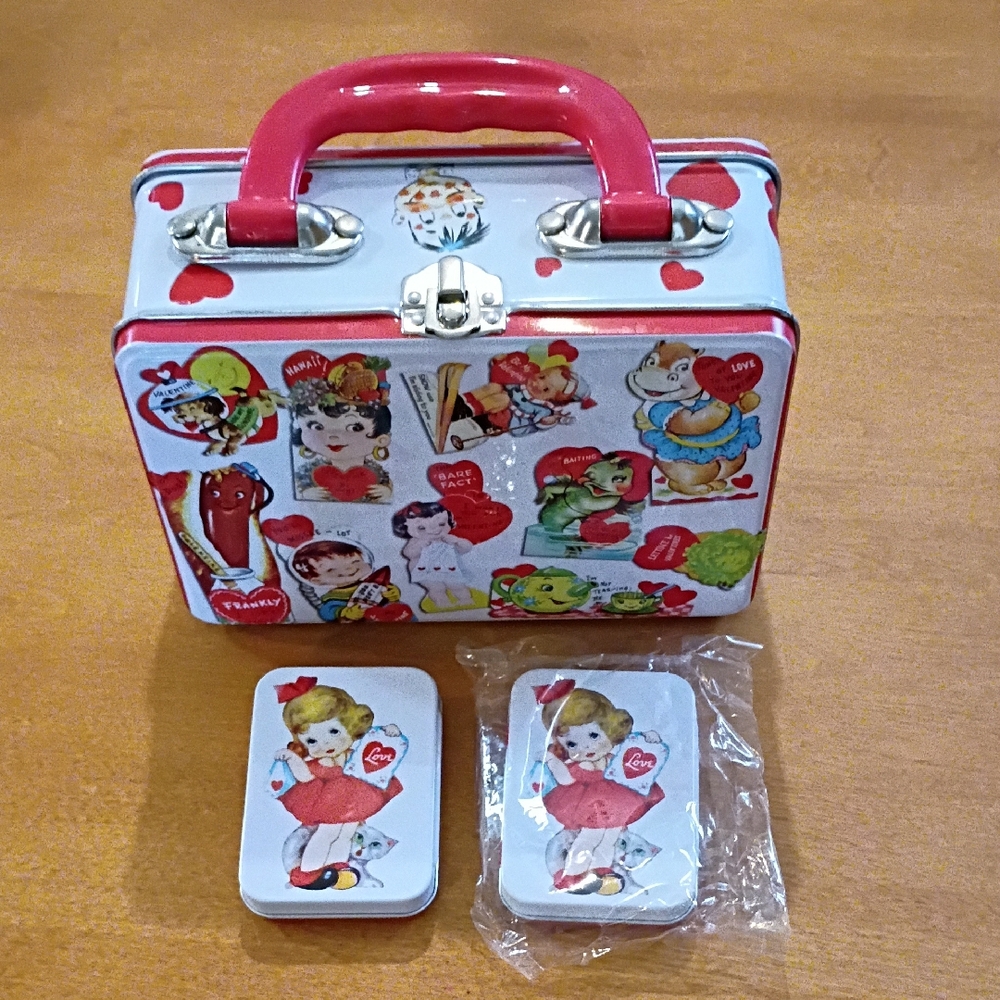 Valentine's Day Kids Lunchbox Set with Pink Handle